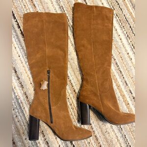 NWOB Zeni’s Cognac Suede Knee High Boots Made in Europe 9 / 40